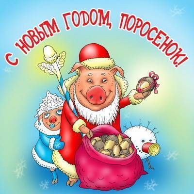 Картинки с Новым годом 2019 Свиньи (кабана): яркие открытки с прикольными поздравлениями