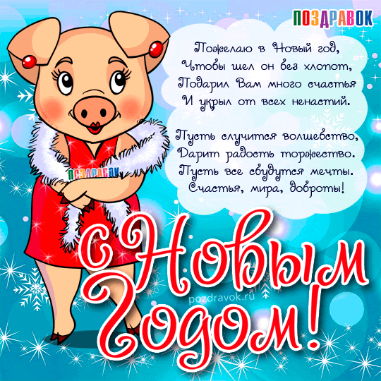 Картинки с Новым годом 2019 Свиньи (кабана): яркие открытки с прикольными поздравлениями