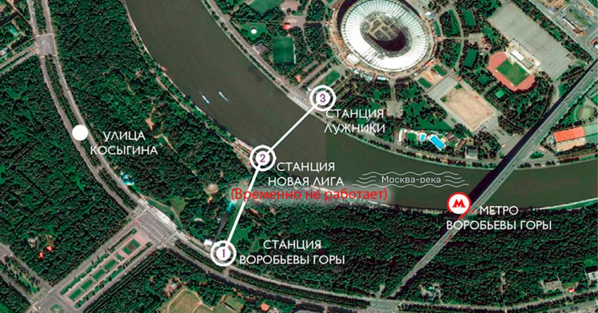 График работы канатной дороги на Воробьевых горах 31 декабря 2018 года