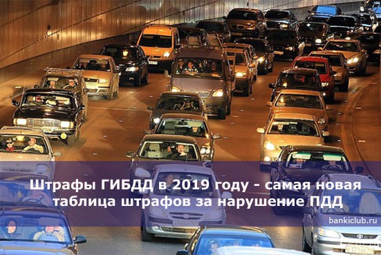 Штрафы ГИБДД в 2019 году — самая новая таблица штрафов за нарушение ПДД
