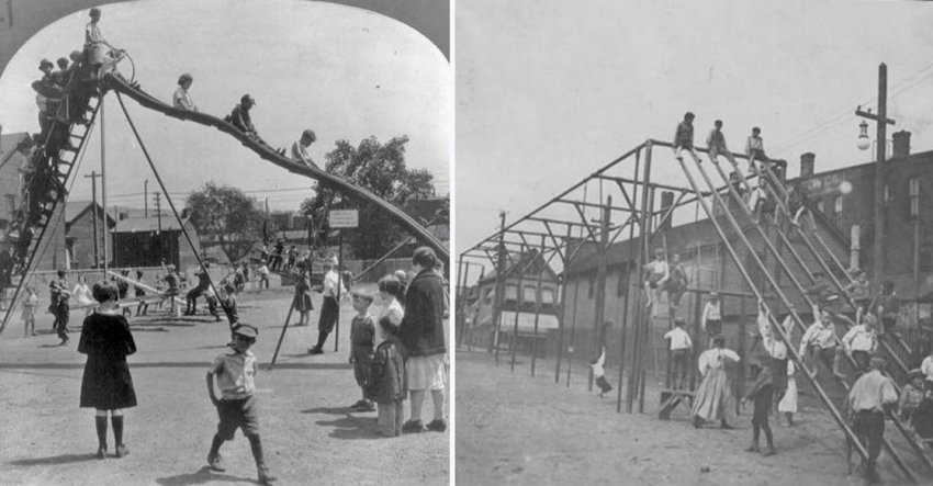 Какими были детские площадки 100 лет назад