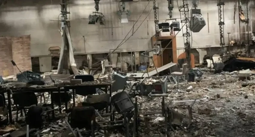 Показаны кадры ударов по телецентру в Днепропетровске