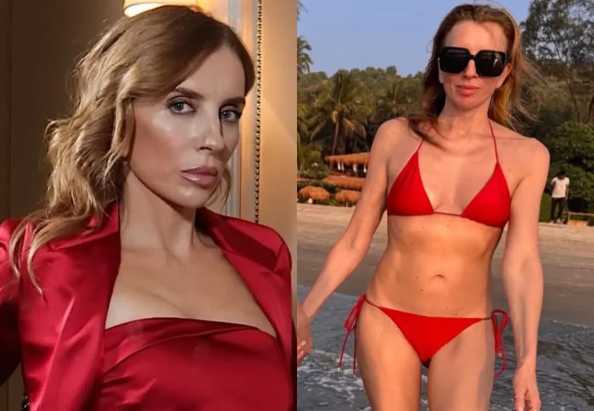 57-летняя Светлана Бондарчук снялась в красном бикини на пляже