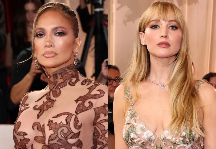 Дженнифер Лопес и Дженнифер Лоуренс в "голых" платьях посетили премию "Золотой глобус — 2026"
