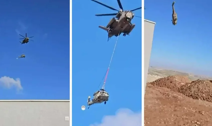 Израильские военные «уронили» вертолёт UH-60 при транспортировке