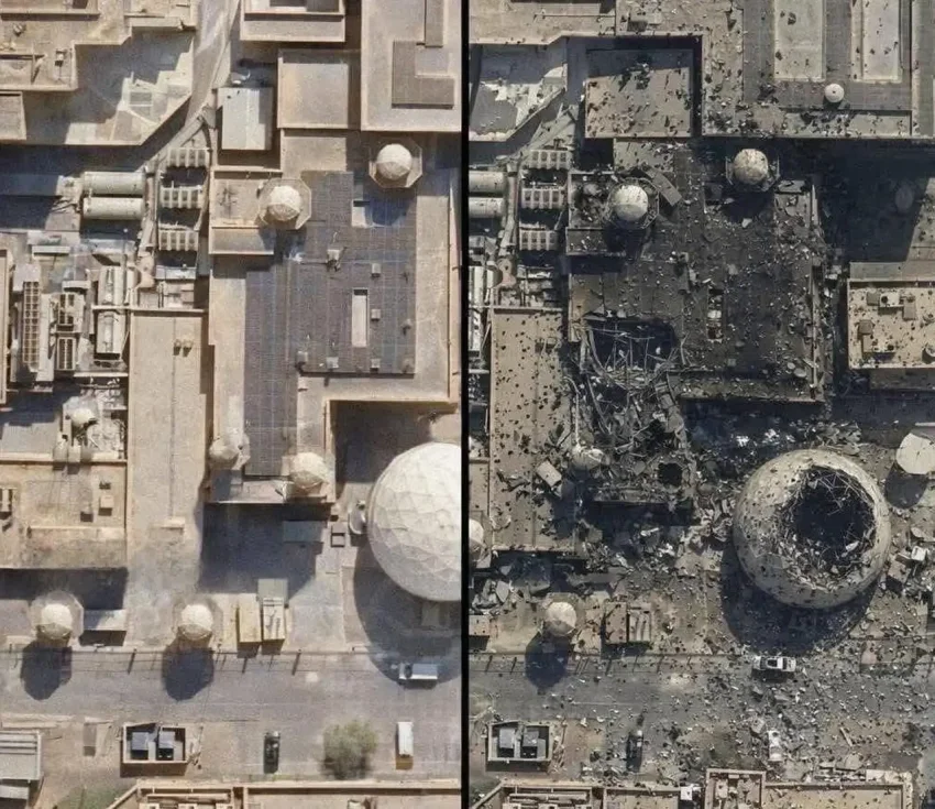 Иран оперативно представил детальные снимки итогов прилётов по РЛС США в Катаре