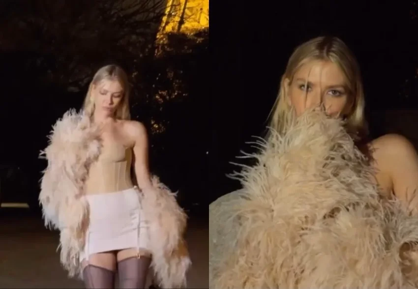 Елена Перминова в корсете и чулках устроила фотосессию у Эйфелевой башни